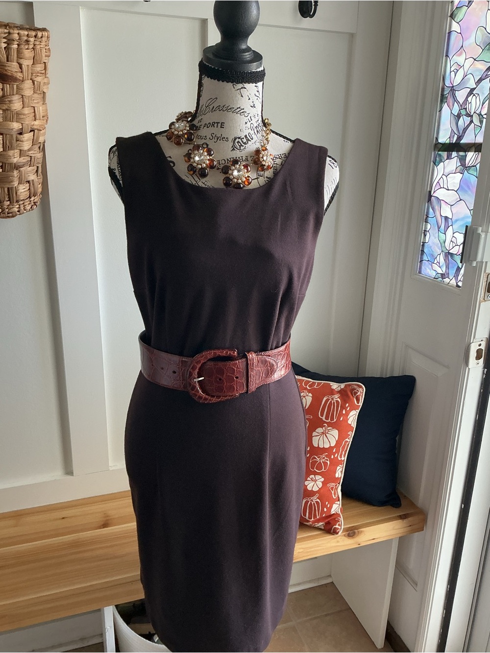 Classic Sleeveless Midi Dress in Deep Brown